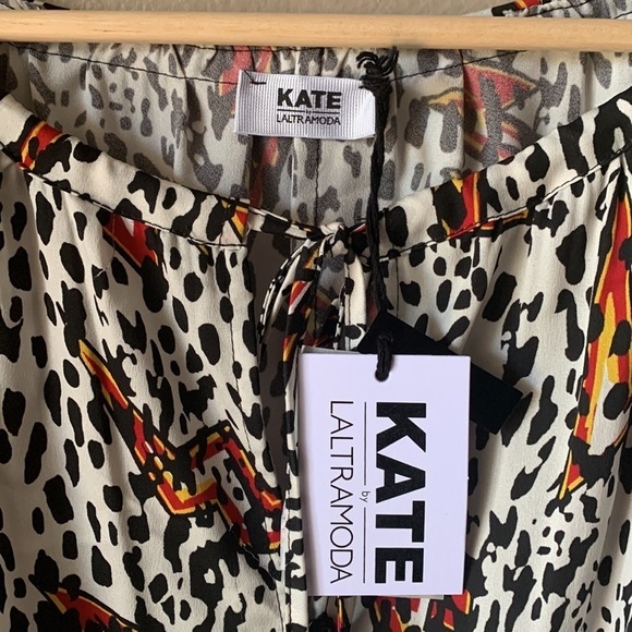 NWT KATE BY LALTRAMODA CAMICI Long Sleeve Lightning Bolt Oversized Tunic Blouse - Picture 3 of 9